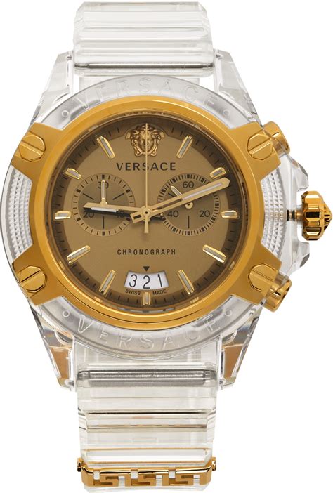 versace silver gold watch men|versace men's automatic watch.